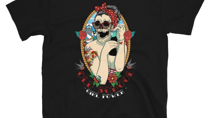 camiseta calavera pin up